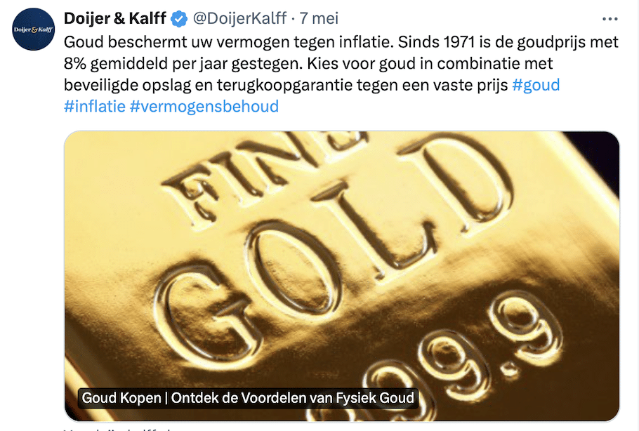 Rendement goud sinds 1971