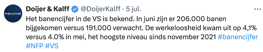 Banencijfer juni in de VS