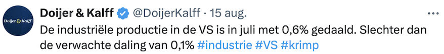 Industriële productie in de VS in juli gedaald