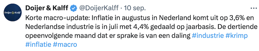 Inflatie Nederland augustus en industriële productie Nederland daalt