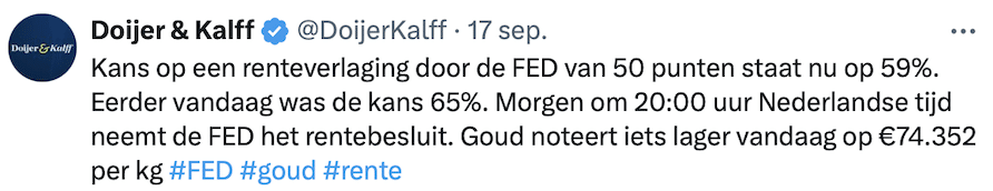 Kans op renteverlaging door de FED