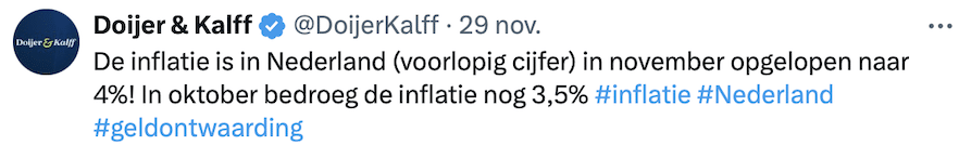 Stijgende inflatie in november 2024 in Nederland